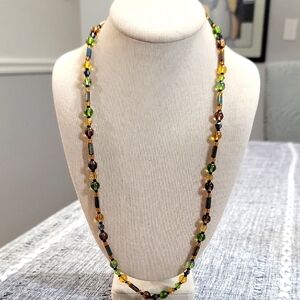 Joan Rivers CLASSIC COLLECTION Green and Brown Bohemian Beaded Necklace